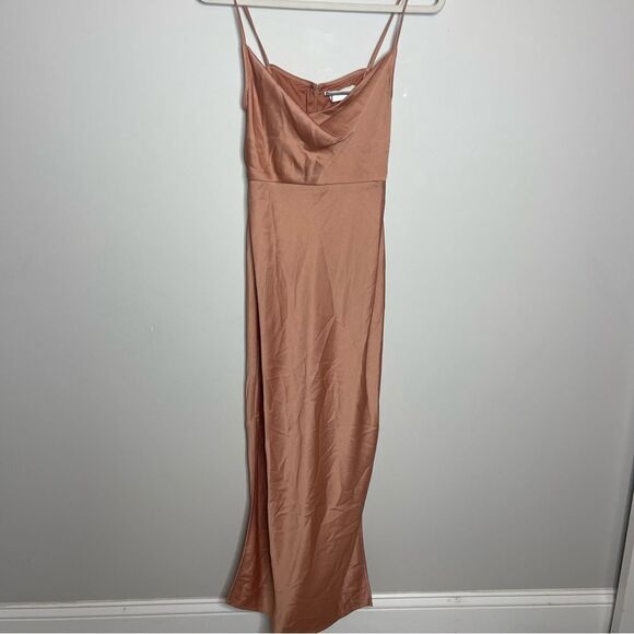 BHLDN Cali Satin Charmeuse Midi Dress Sedona Sunset - Picture 9 of 11